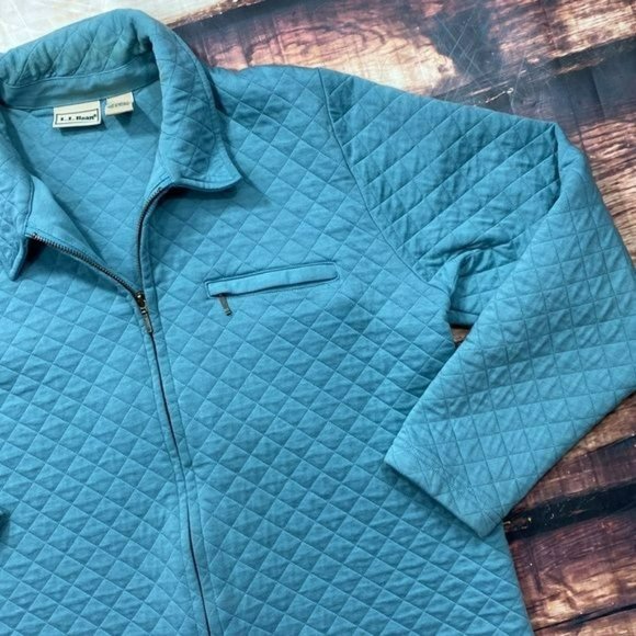 RELISTED LL Bean Teal Quilted Zip Up Jacket - Picture 3 of 7